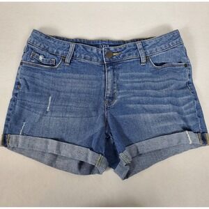 a.n.a Womens Medium Wash Distressed Cuffed Denim Shorts Size 29/8 Blue Zip Fly